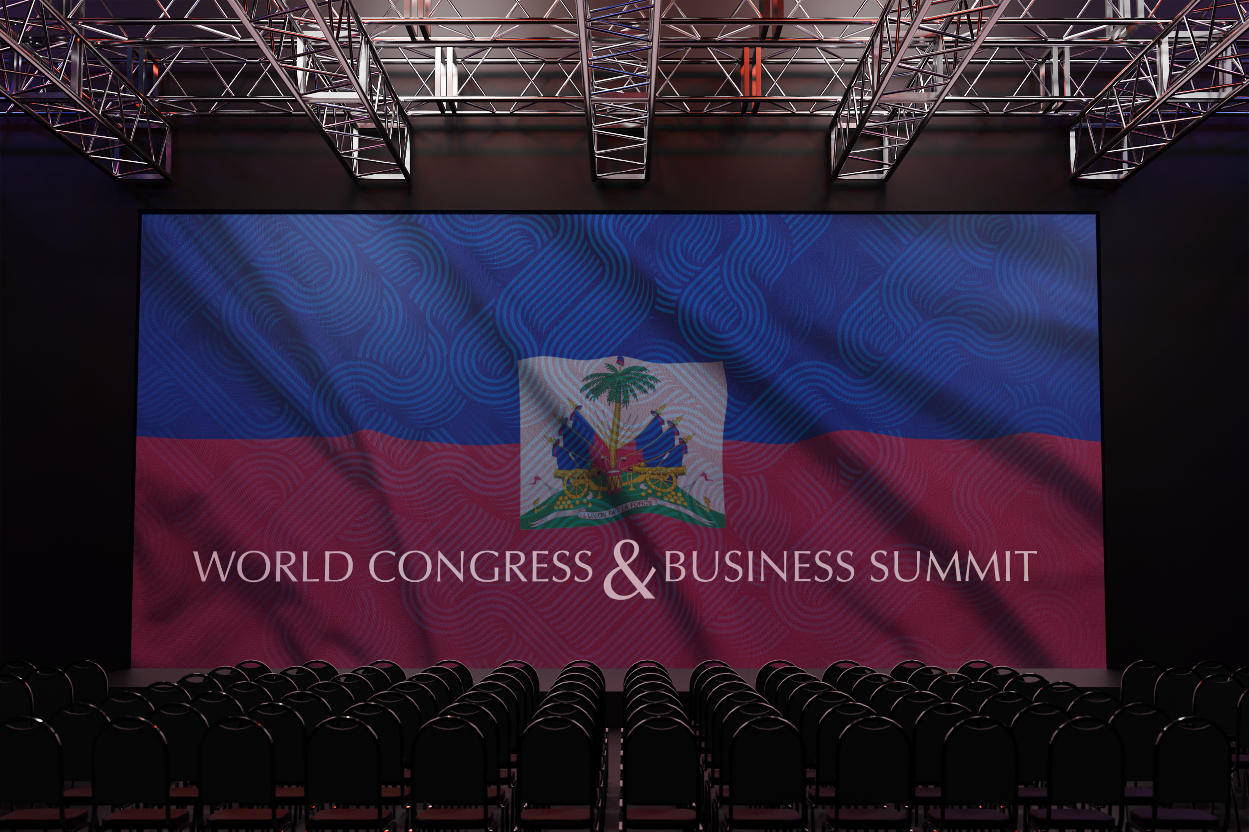Sponsor BG - Haitian Flag on Stage